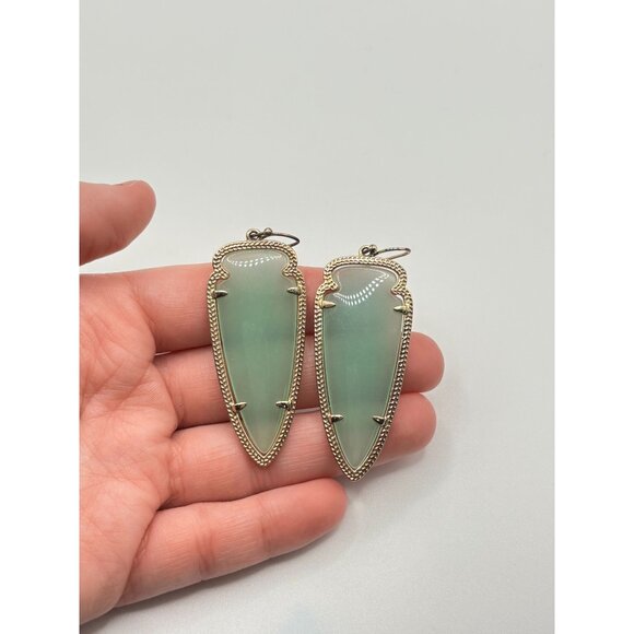 Kendra Scott Gold Green Elle Drop Earrings - Picture 4 of 6